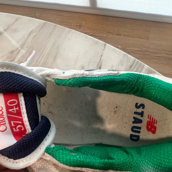 White and Blue Sneakers with Gum Sole - Picture 7 of 9